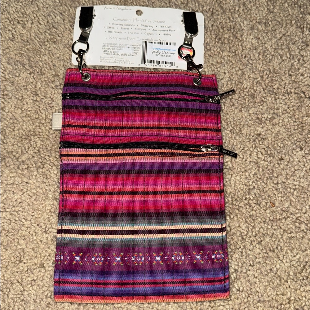 Women's Pink & Purple Striped Hip Wallet - Picture 3 of 4